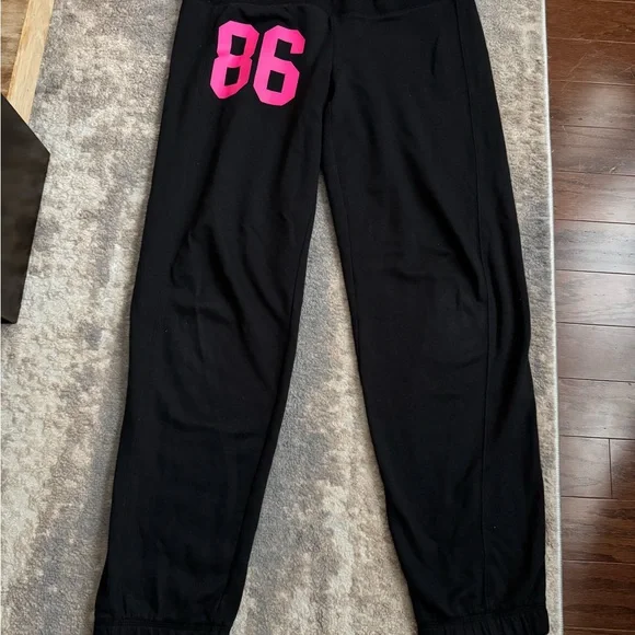 PINK Victoria's Secret Black Cotton Sweatsuit. Pants and zip jacket together. - Picture 5 of 7